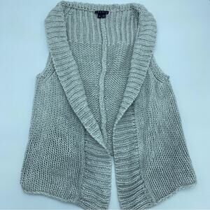Theory women’s cardigan chunky knit gray open front linen blend sweater small